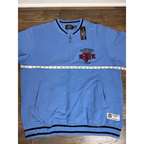 NWT Polo Jeans Ralph Lauren Sweatshirt Mens 1/4 Zip Blue Vintage Embroidered L - Picture 7 of 10